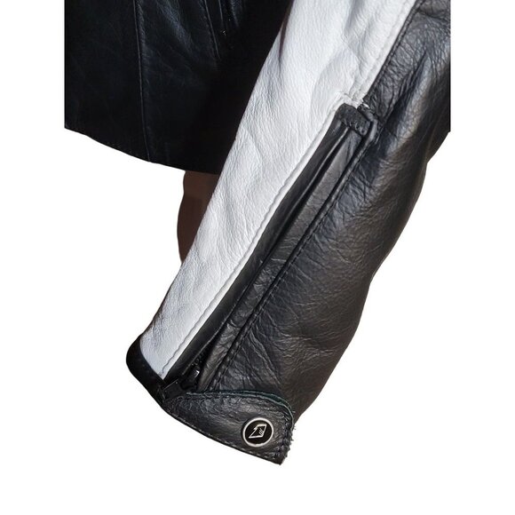 Z1R Nectar Womens LG Black White Leather Motorcycle Jacket Removable Pads Liner - Picture 5 of 14